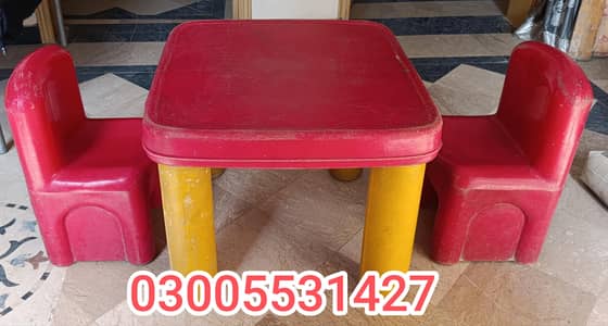 Kids Study & playing table with 2 chairs and Seasaw toy 03005531427
