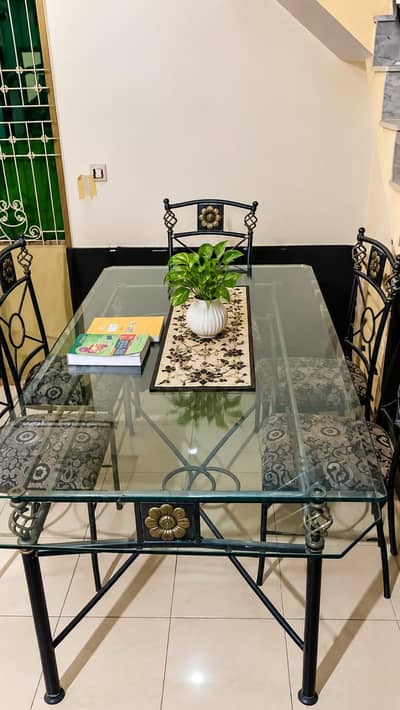 6 Seater Glass Dining Table Set