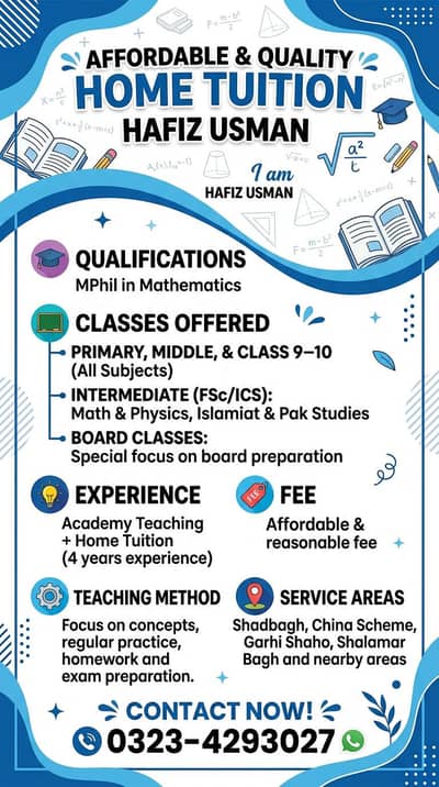 Home Tuition Available for your child