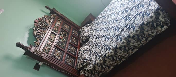 King Size Bed With Mattress + 2 Side Tables+1  Dressing