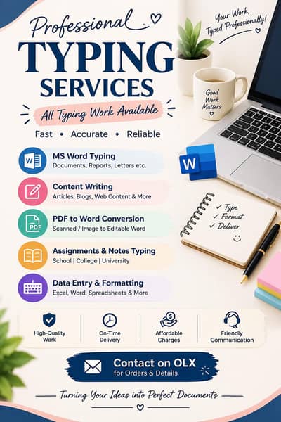 All Typing Work Available | MS Word Typing & Content Writing