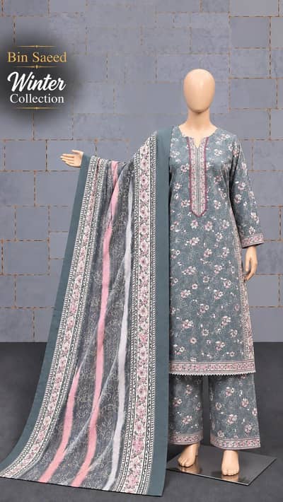 Bin Saeed Winter Khaddar 3PC Collection Original Print