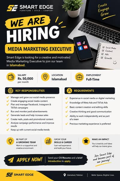 We’re Hiring: Media Marketing Executive | Smart Edge Islamabad
