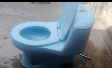One Piece Western Commode Light Blue - Good Condition