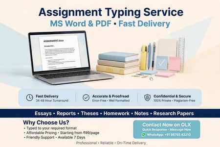 Assignment typing service Lahore -MS Word PDF For girls