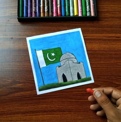 handmade 14th august painting scenery with oil pastels