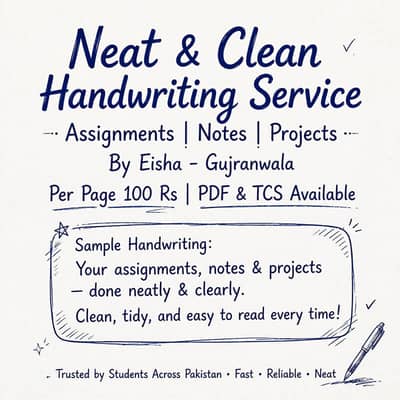 Neat Handwriting Service Urdu English - Assignments Notes