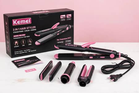 kemei 3 in 1 hair straightener for girls