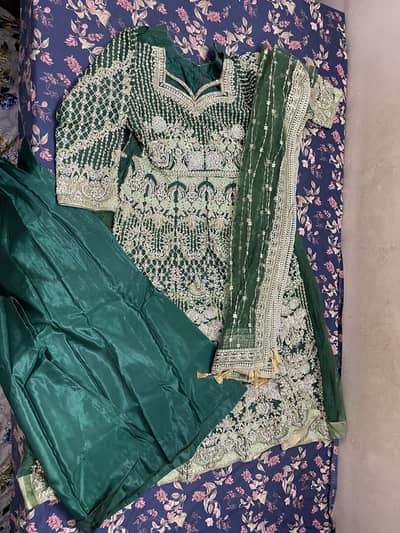 Erum khan Green maxi fully embroidery just 1 time used for sale