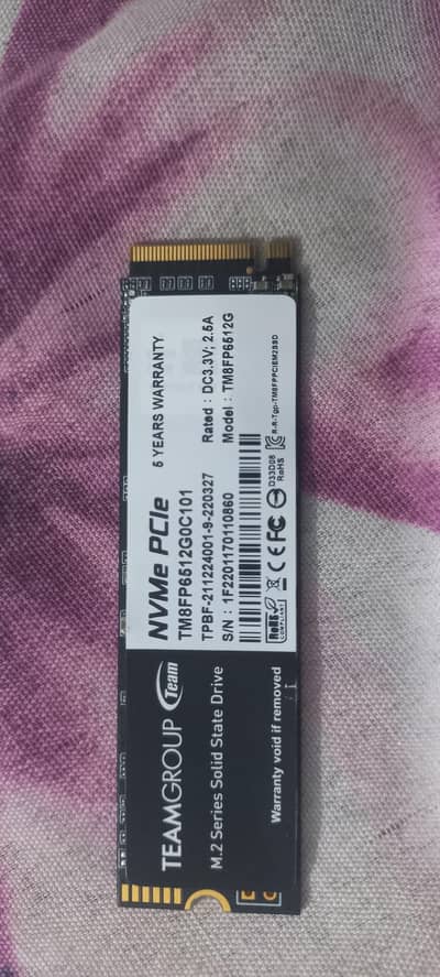 Original TeamGroup 512GB NVMe PCIe M. 2 SSD – Excellent Condition