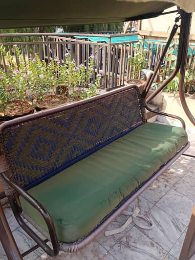 Heavy Duty Metal Outdoor Swing / Jhula with Canopy & Seat Cushion