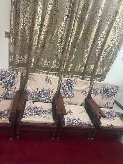 wood chairs with cushion and covers