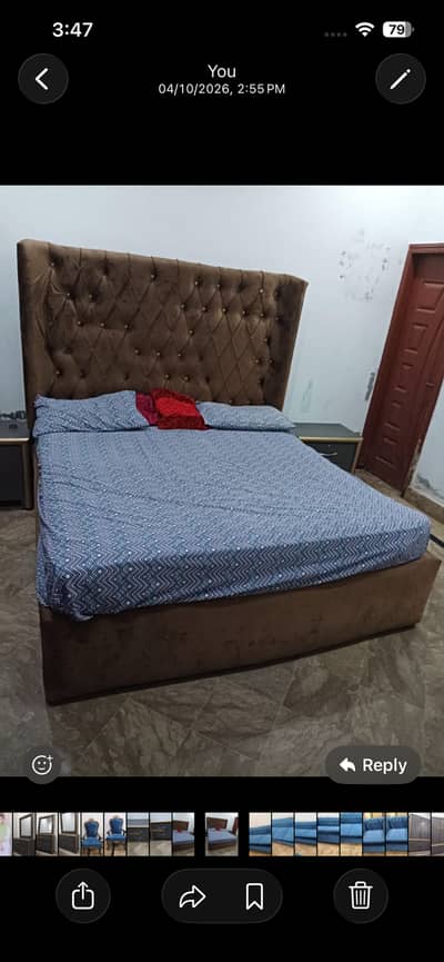 Bed cupboard side tables chairs and dresser