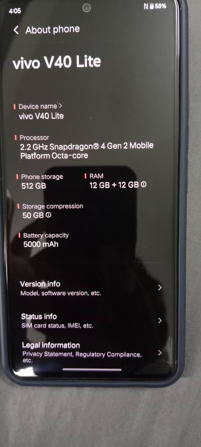 Vivo V40 Lite 12gb+12gm 512 GB