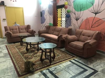 6 Seater Sofa With a central Table and 2 Side Tables