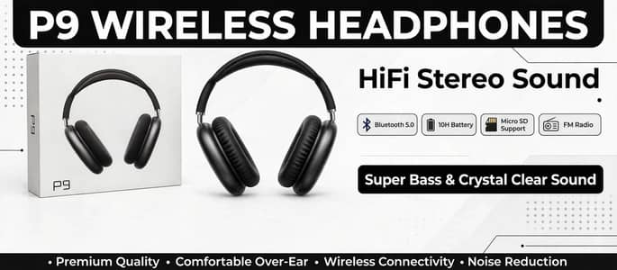 *P9 Wireless Bluetooth Headphones – Black Edition*
