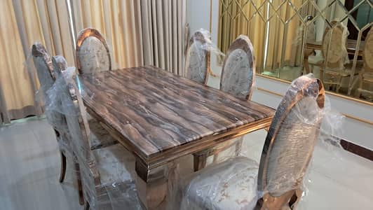 Elegant dining table set with matching chairs