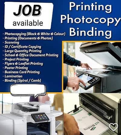 Need computer Operator and photocopy machine operator