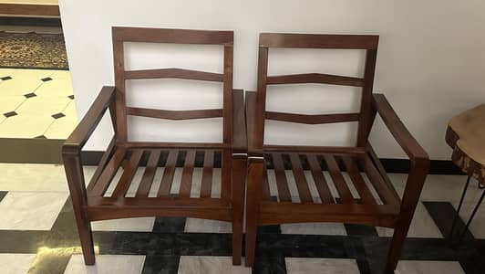 Polished Solid Wood Armchairs - Set of 2