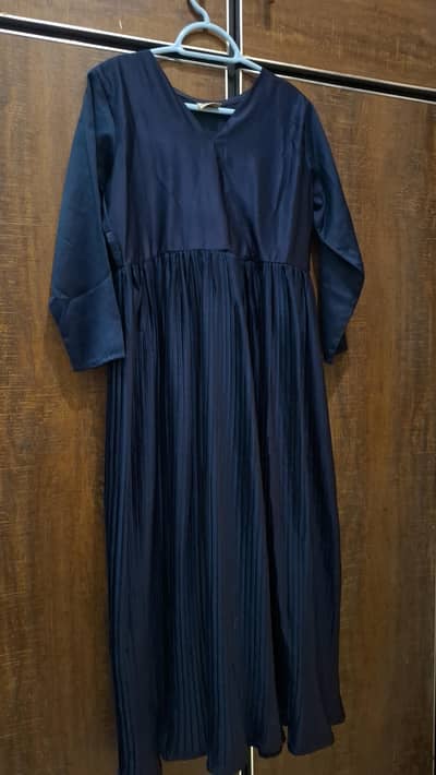 Navy Blue Pleated Maxi Dress | Size M | Worn Once