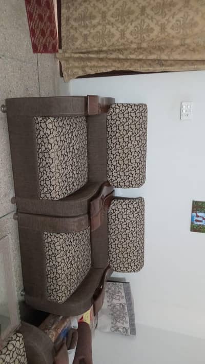 7 Seater Home Made Sofa Set – Brown & Elegant – Good Condition with ta