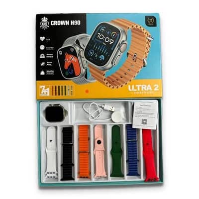Crown H90 Smart Watch 7-in-1 Set with Multiple Straps & Bluetooth Call