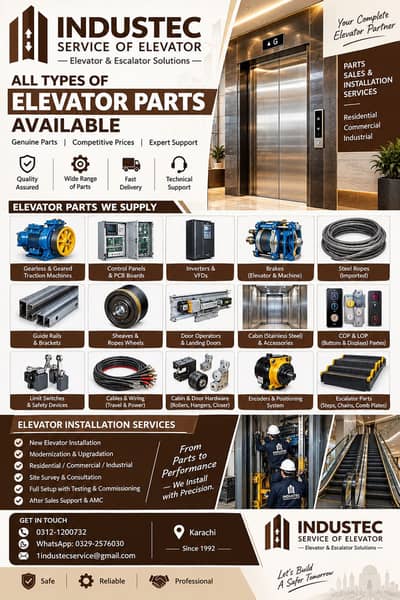 Elevator parts and installation and repair in Karachi
