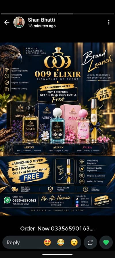 009 ELIXIR Perfumes ARVON AVIRA AUREN | 50ml Long Lasting Fragrance