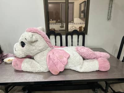Large Pink & White Unicorn Stuffed Toy