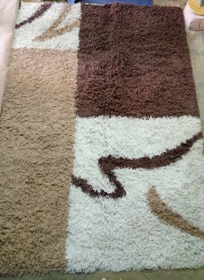 2 Shaggy Rugs 5x8 Feet - Good Condition - Red Black & Brown Design