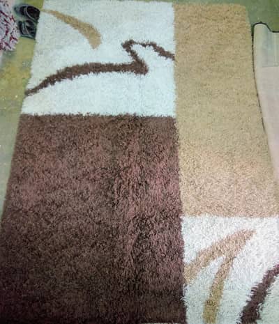 2 Shaggy Rugs 5x8 Feet - Good Condition - Red Black & Brown Design