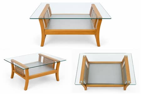 Glass Top Mirror Center Table