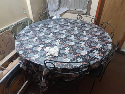 Wrought Iron Round Dining Table with 6 Chairs for Sale