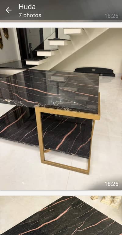 Elegant 4×4 ft Coffee Table – Black & Gold