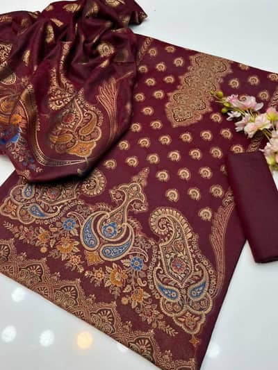 unstiched pashmina jacquard 3-piece suits