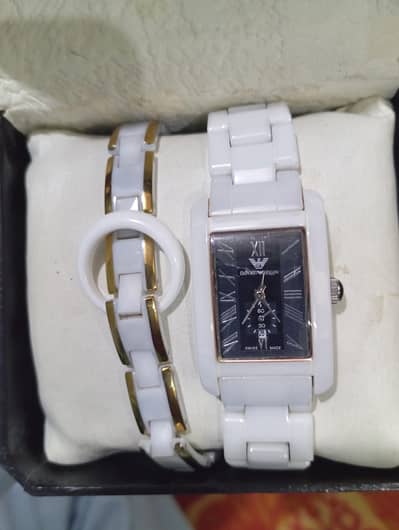 Emporia armani men stone watch and breslit with a ring