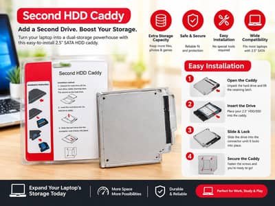 Brand New 12.7mm Second HDD / SSD Caddy (Unused in Sealed Packaging)