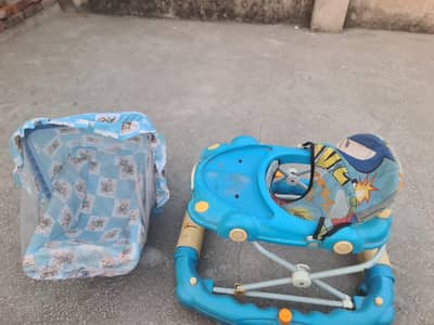 Baby pram and walker both for PKR 1999