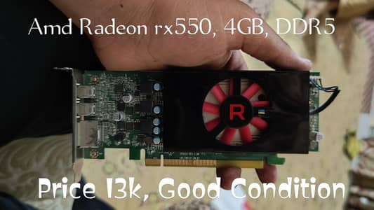Amd Radeon rx550, 4GB, DDR5, graphics card, GoodCondn, rx, xt