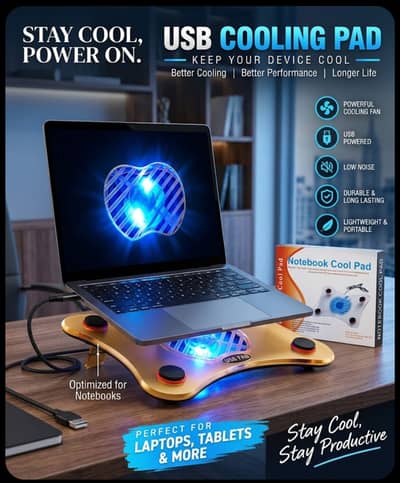 USB Laptop Cooling Pad – Blue LED Cooling Fan