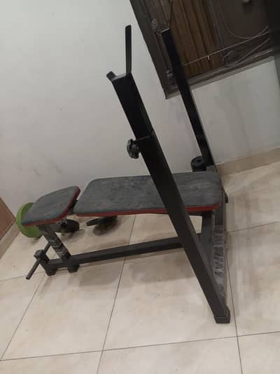 Bench Press with plates rods and dumbbells