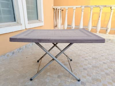 Plastic Folding Table & 3 Rattan-Style Chairs Set