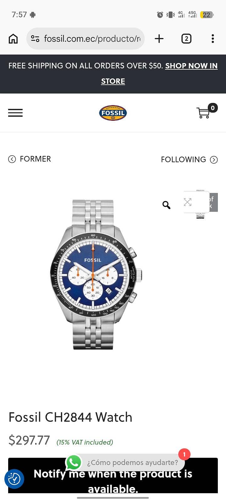 Fossil Chronograph CH 2844 2