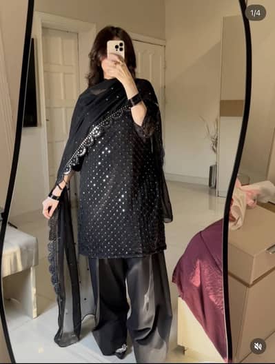 3pc Black Sheesha Kameez