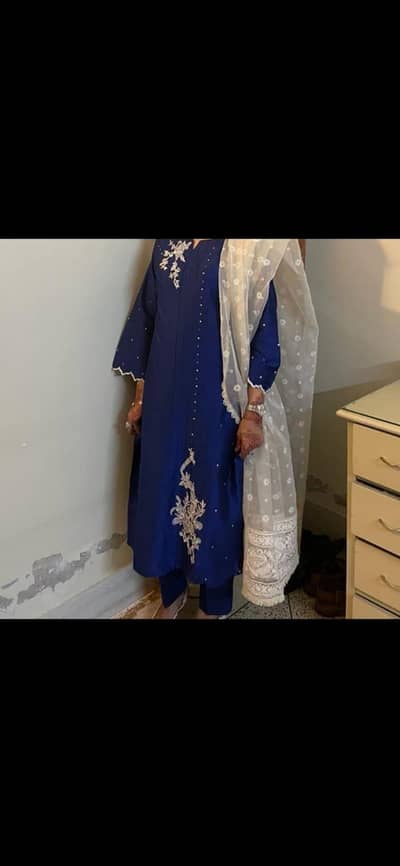 2 pcs stitched with embalishment party wear