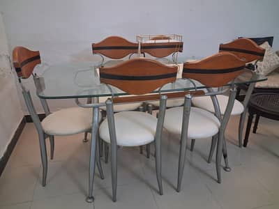 Elegant 6-Seater Glass Dining Table Set