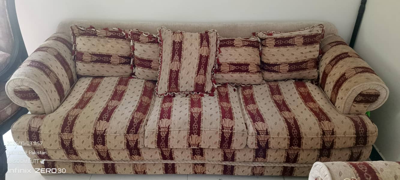 7 seater sofa 2 single table 1 double table 1