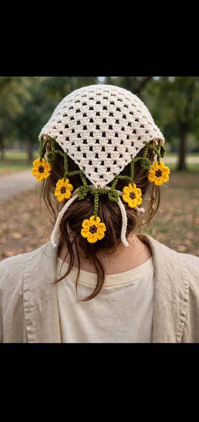 crochet sunflower bandana