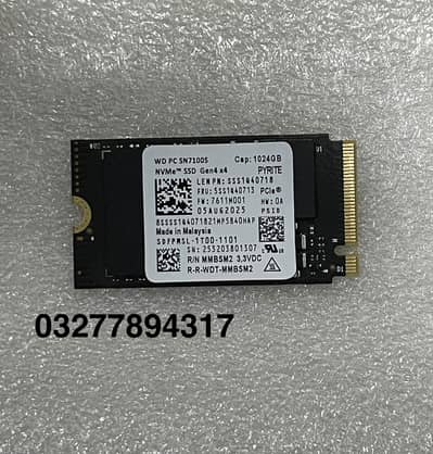 Western Digital 1Tb ssd PC SN7100S M. 2 NVMe PCIe Gen4 x4 SSD.