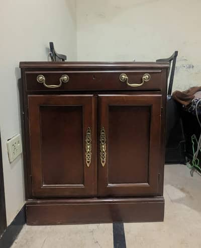 Soli wood Cabinet with Drawer - Brass Handles, Imported Style